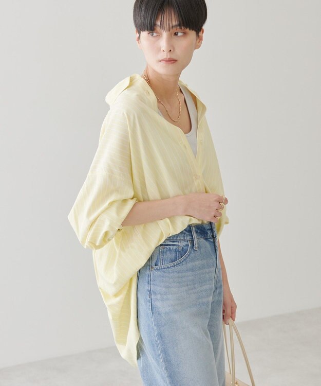 AMERICAN HOLIC サラックールバックタックシャツ Stripe Yellow