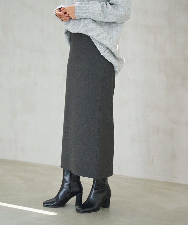 #Newans 【セレモニーにも】〈亀恭子さんコラボ〉美シルエットロングタイトスカート グレー