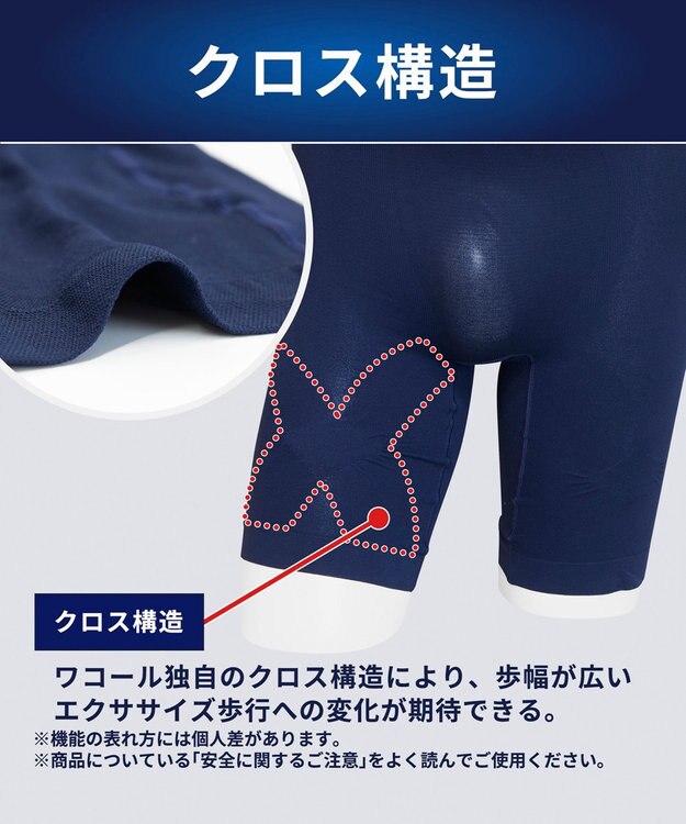 WACOAL MEN スパッツ 【CROSSWALKER】 吸放湿性 吸汗速乾性 前閉じ ロング丈 メンズ インナー GX6008 /ブロス バイ ワコールメン コン
