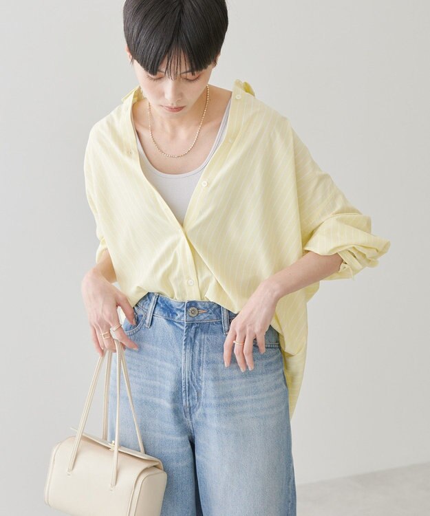 AMERICAN HOLIC サラックールバックタックシャツ Stripe Yellow