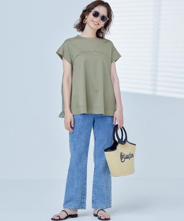 組曲 【WEB限定】コンシャスジャージー チュニックカットソー オリーブ系