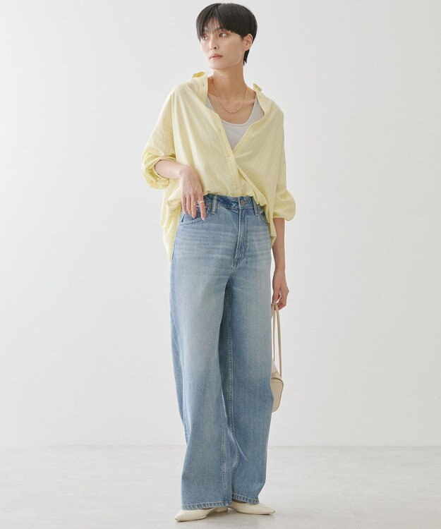 AMERICAN HOLIC サラックールバックタックシャツ Stripe Yellow