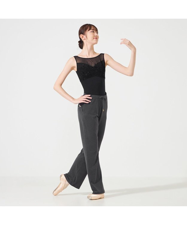 Chacott ◎【Nela ライン】ウォームアップパンツ ダークグレー杢