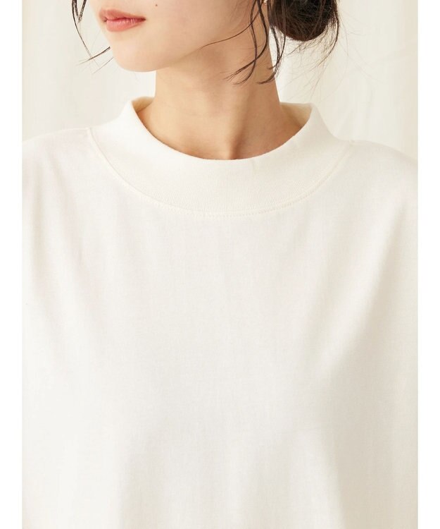 CRAFT STANDARD BOUTIQUE モックネックリングドット９分袖プルオーバー Ivory