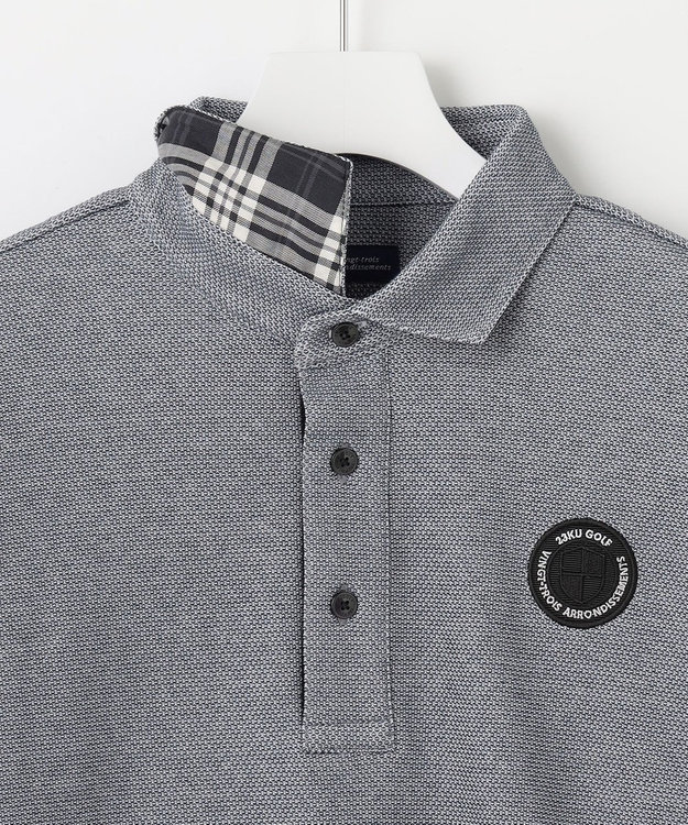 23区GOLF 定番人気【MEN】ハニカムカノコ 長袖ポロシャツ グレー系