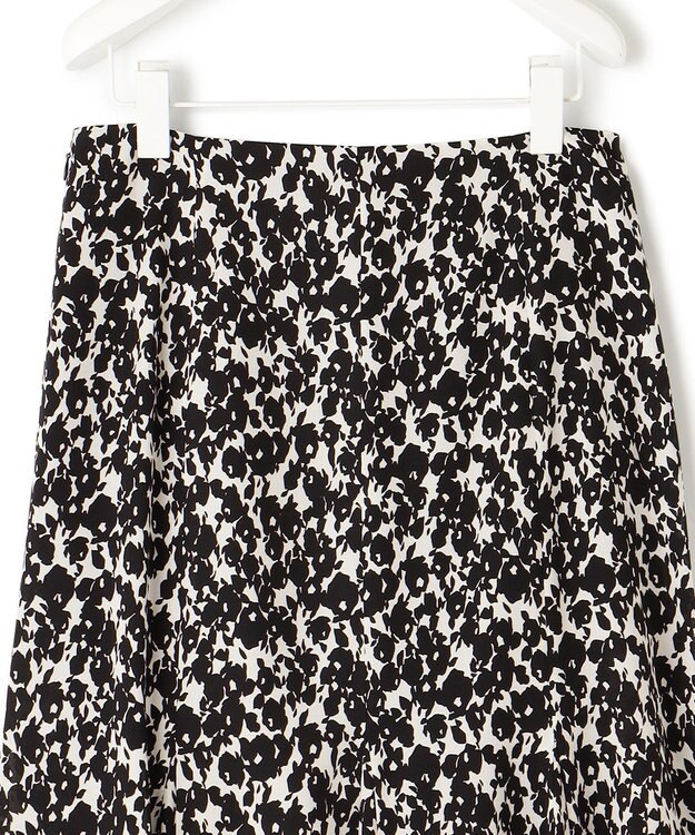 ICB 【洗える】シルエットフラワープリント マーメイドスカート ブラックベース柄