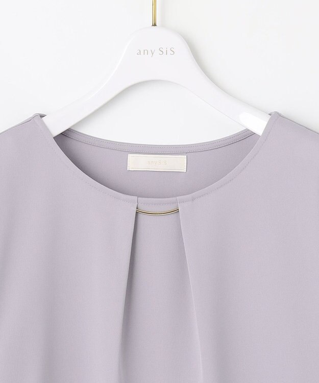 ANY SIS 【接触冷感・吸水速乾・UVケア】エアリードレープスムース タックスリーブ ブラウス ラベンダー