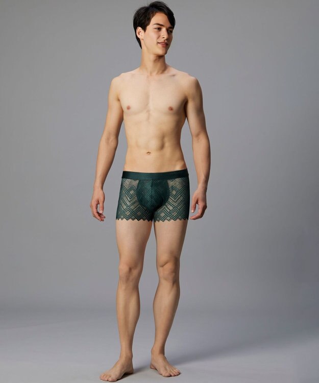 WACOAL MEN WACOAL MEN ボクサーパンツ 【レースボクサー】 フロント快適グラマラス 通気性(本体) 前閉じ 下着 メンズ WT3828 /ワコールメン グリーン