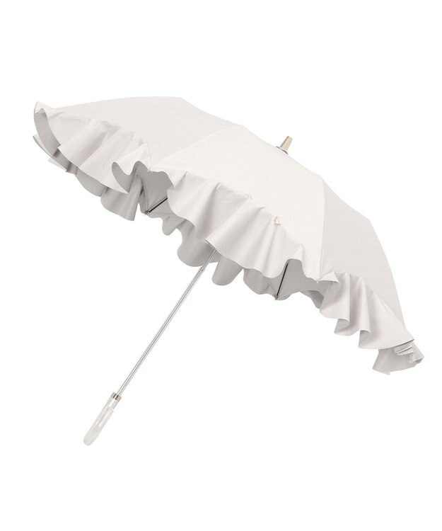 MOONBAT 【ランバン オン ブルー（LANVIN en Bleu）】晴雨兼用折りたたみ日傘　フレアフリル キャメル