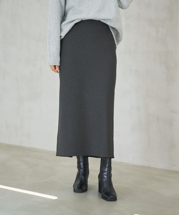 #Newans 【セレモニーにも】〈亀恭子さんコラボ〉美シルエットロングタイトスカート グレー