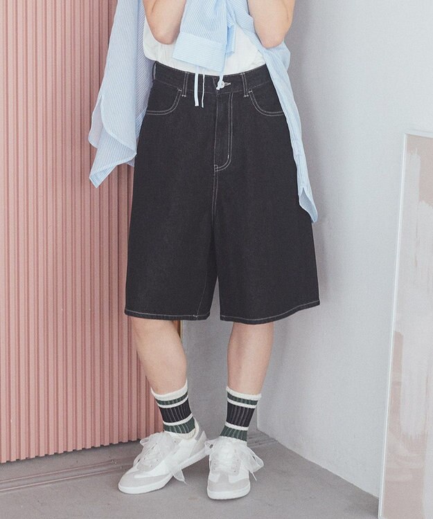 earth music&ecology デニムハーフパンツ Black