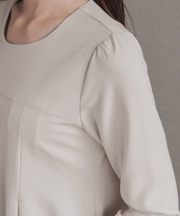 Tiaclasse L ボックスタックAラインワンピース ベージュ