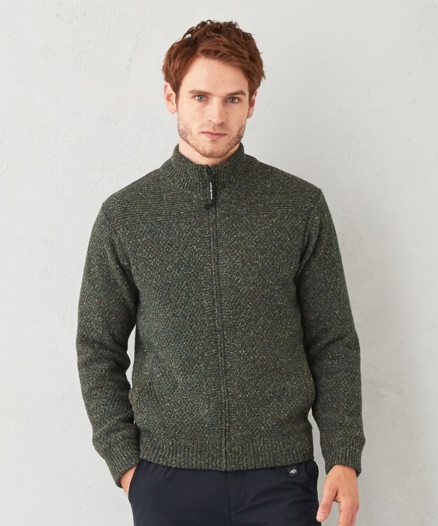 JOSEPH ABBOUD MOUNTAIN 【UNISEX】総裏フルZIP ニットブルゾン オリーブ系