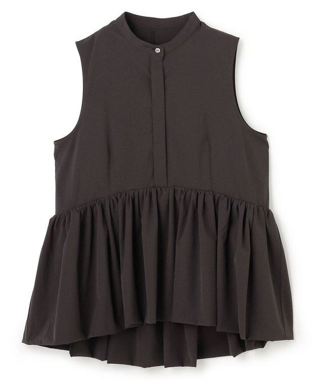 uncrave クールタッチカラータイプライター ペプラムブラウス ダークブラウン