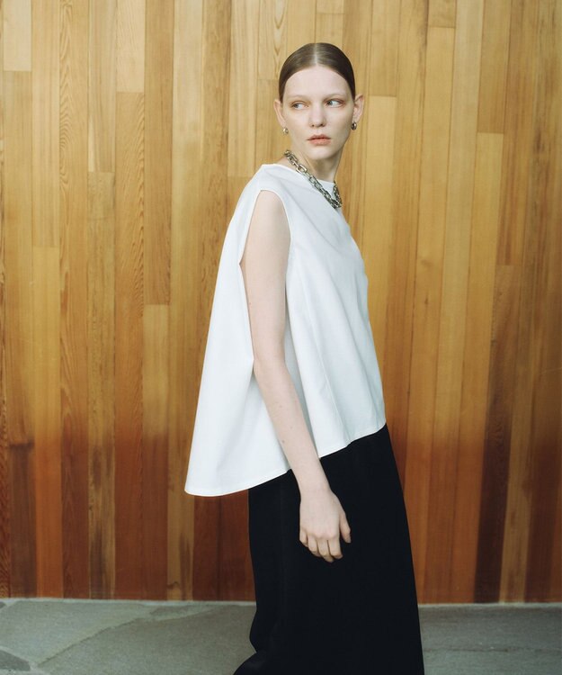 #Newans 【洗える】スクエアシルエットノースリーブカットソー ホワイト