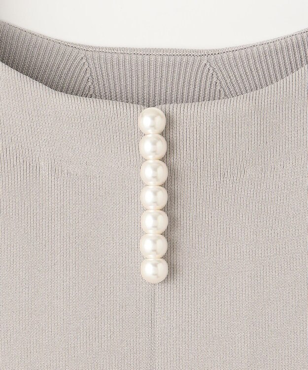 自由区 S 【前後着用可・洗える】パールディティールニット ワンピース ライトグレー系