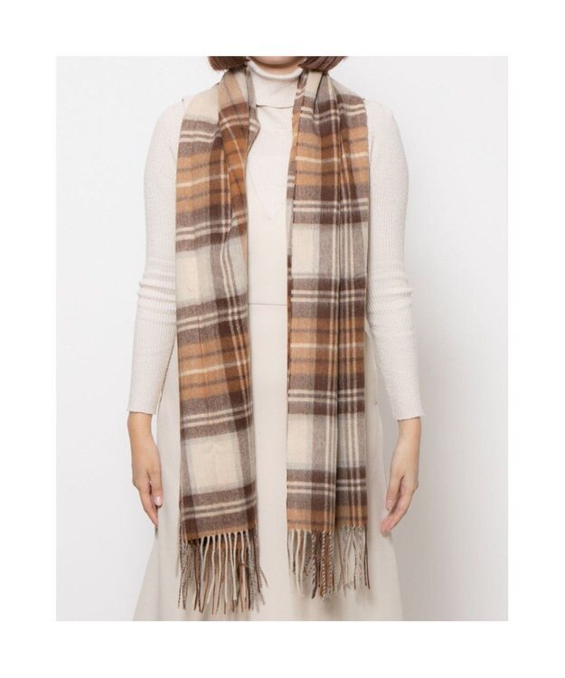 UNBILLION カシュネ cache nez / ウールチェックストール キャメル