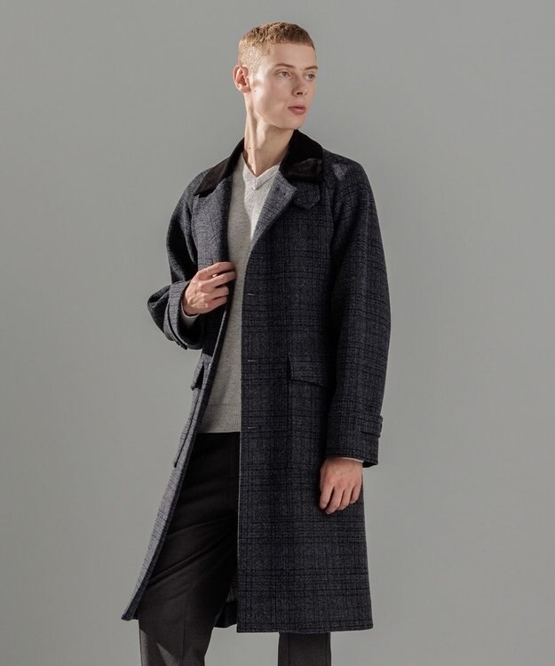 JOSEPH HOMME ニードルパンチグレンチェック　シングルブレストトレンチコート ネイビー系3
