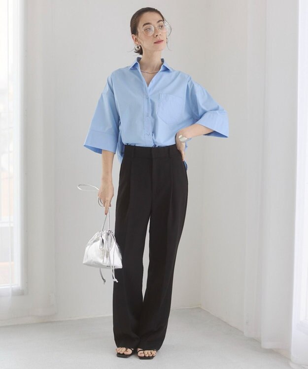 WEGO 【ANGIE VINTAGE】ハーフスリーブシャツ サックス
