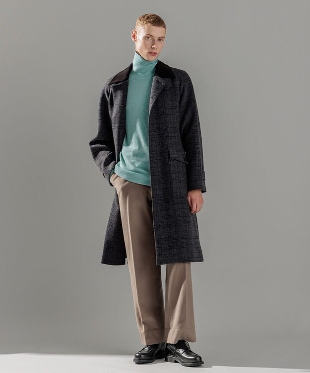 JOSEPH HOMME ニードルパンチグレンチェック　シングルブレストトレンチコート ネイビー系3