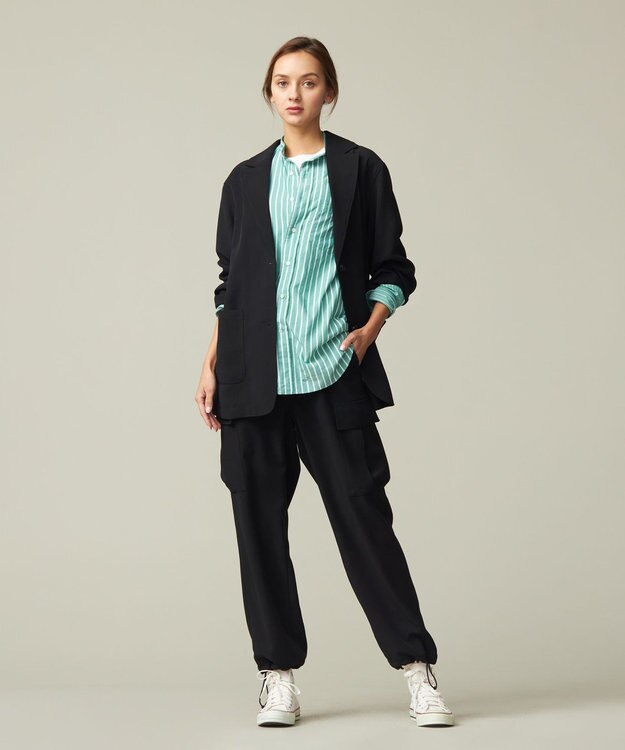 J.PRESS YORK STREET 【WOMEN】ジャージライクツイル シングルジャケット ブラック系