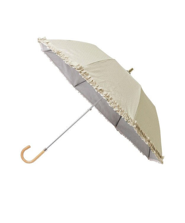 MOONBAT 【晴雨兼用日傘】LANVIN en Bleu (ランバン オン ブルー) 折りたたみ日傘 ドビーフリル 遮光 遮熱 UV ベージュ（無地）