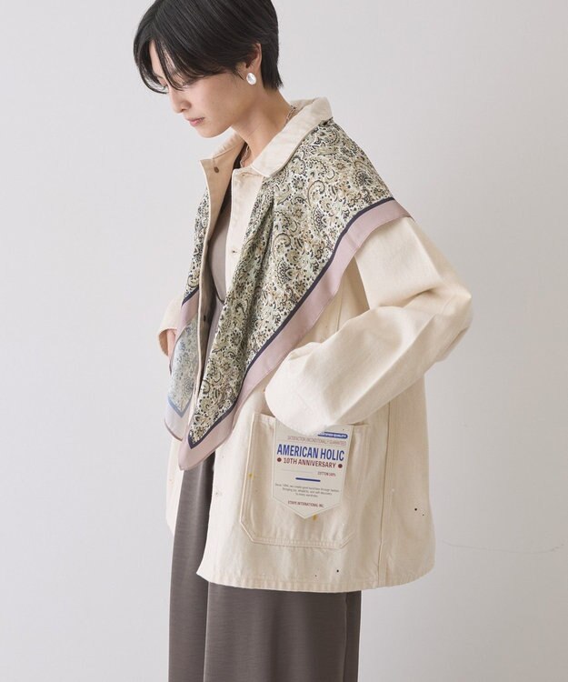 AMERICAN HOLIC ペイントデニムカバーオールジャケット White
