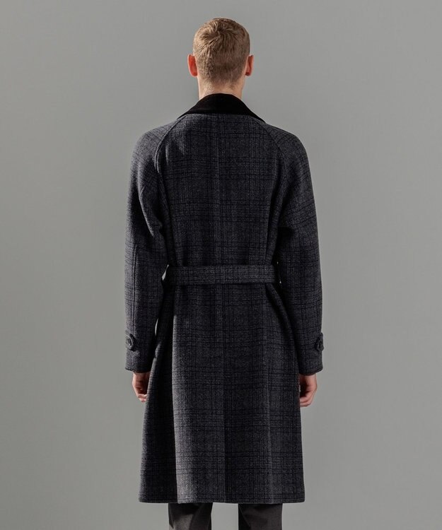 JOSEPH HOMME ニードルパンチグレンチェック　シングルブレストトレンチコート ネイビー系3