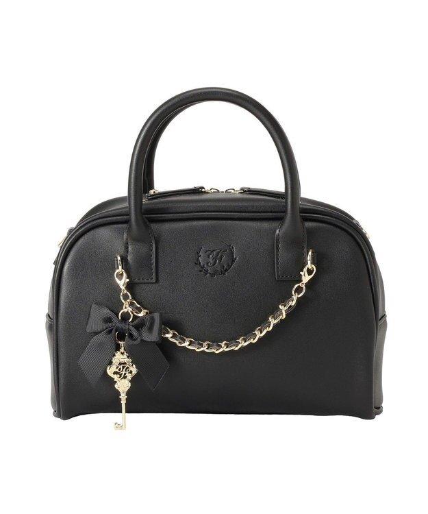 Maison de FLEUR チャーム付きスクエアボストンバッグ Black