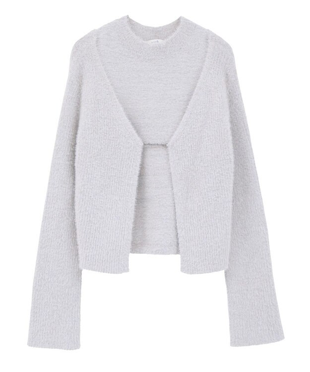 earth music&ecology SET2点チャーム付きシャギーニット＋インナー Light Gray