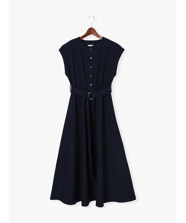 Te chichi リネンライクウエストマークワンピース ネイビー