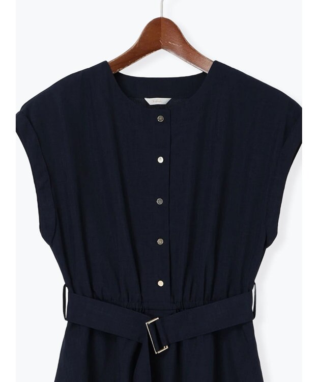 Te chichi リネンライクウエストマークワンピース ネイビー