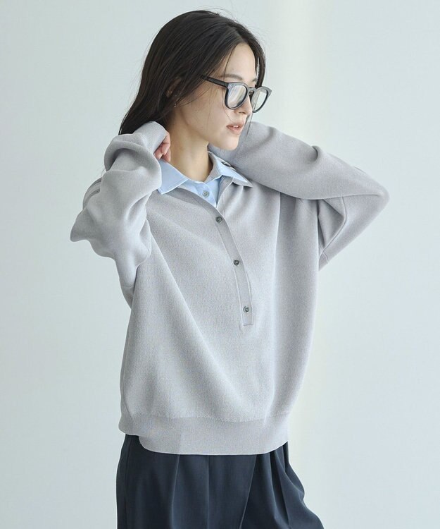 YECCA VECCA 2wayレイヤード風ポロニット Gray