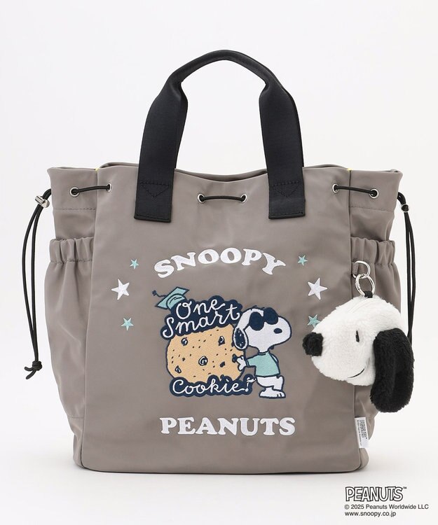 Y'SACCS SNOOPYデザイン 2way巾着トート(クッキー） グレー