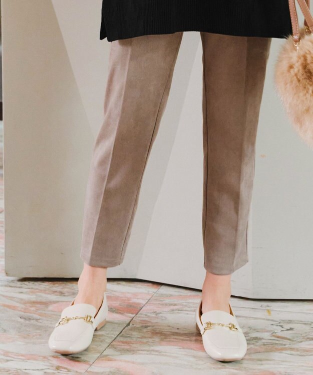 Tiaclasse 【洗える】スエードポンチテーパードパンツ グレージュ