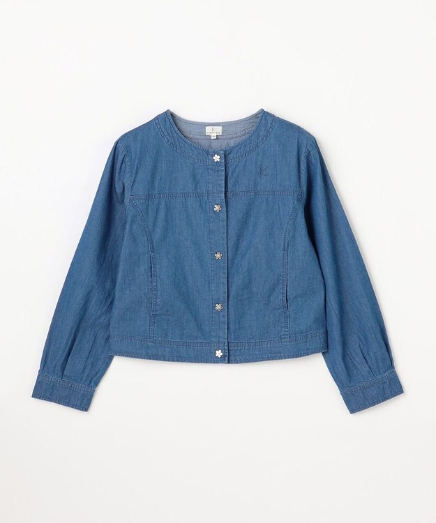 組曲 KIDS 【150-160㎝】 フラワーボタンデニムジャケット ネイビー