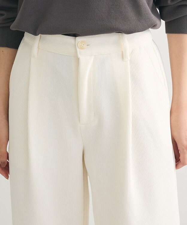 Green Parks コーデュロイワイドパンツ Off White