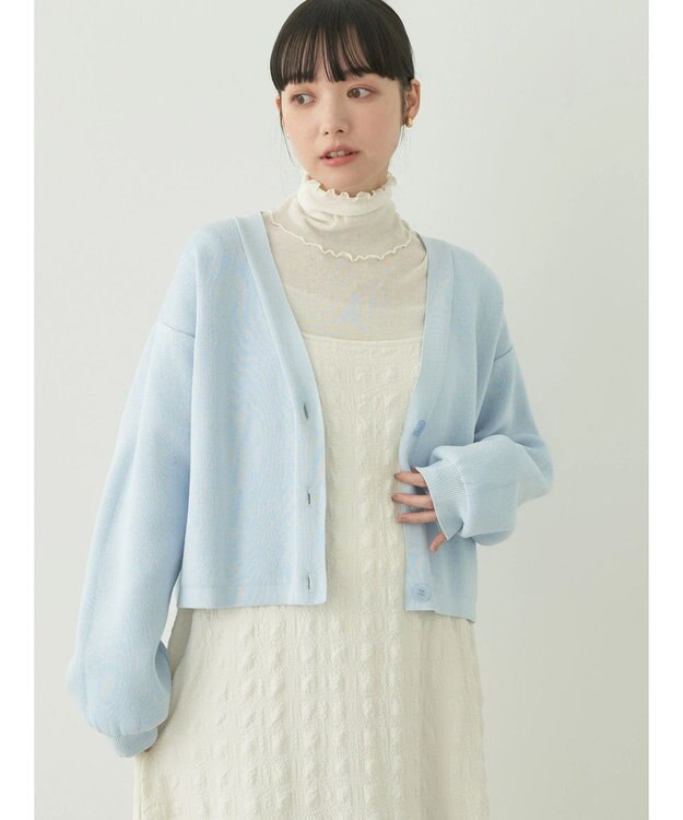 earth music&ecology バイカラースポンディッシュカーディガン Sax