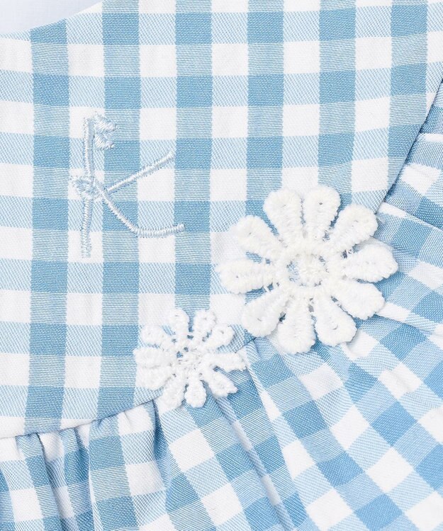 組曲 KIDS 【80-90㎝】ギンガム セットアップ ブルー系3