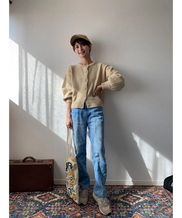 Green Parks クルーネックカーディガン Beige