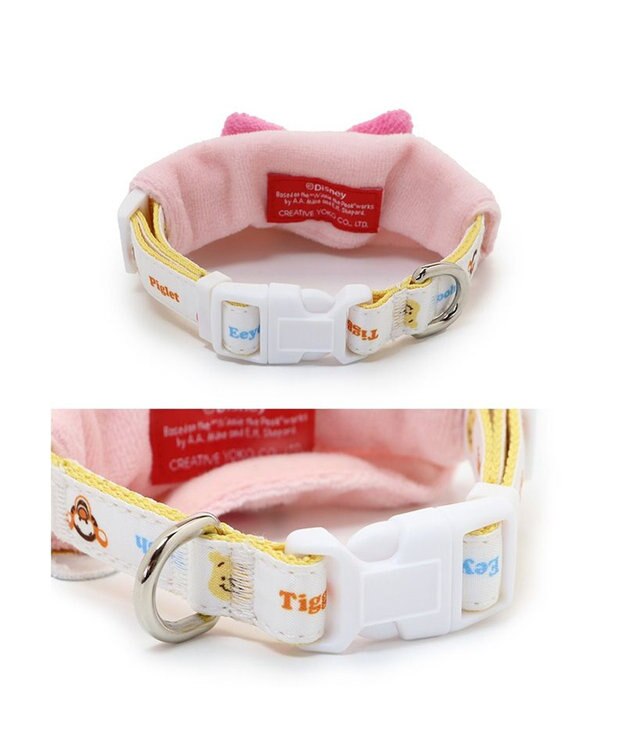 PET PARADISE ディズニー くまのプーさん 《ピグレット にこにこ》 首輪 ３Ｓ  小型犬 ピンク