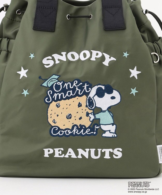 Y'SACCS SNOOPYデザイン 2way巾着トート(クッキー） カーキ