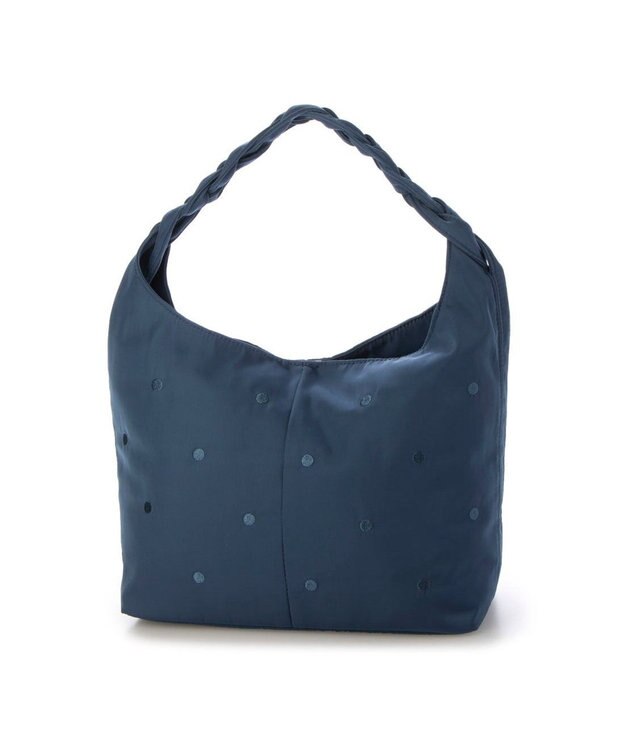 UNBILLION カシュカシュ cachecache / 三つ編みハンドルドット刺繍トート ブルー