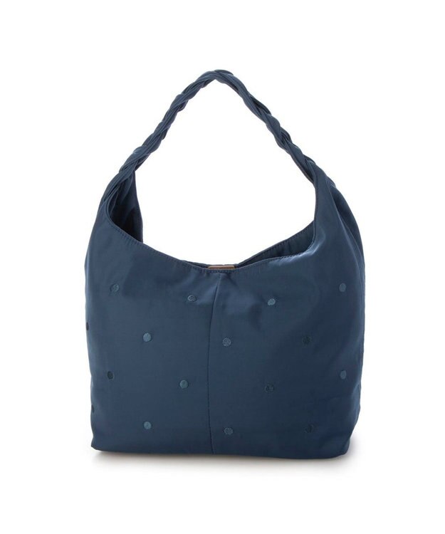 UNBILLION カシュカシュ cachecache / 三つ編みハンドルドット刺繍トート ブルー