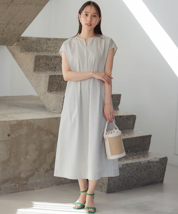 組曲 【先行予約】ソフトサッカー ワンピース エクリュ×ネイビーストライプ系1