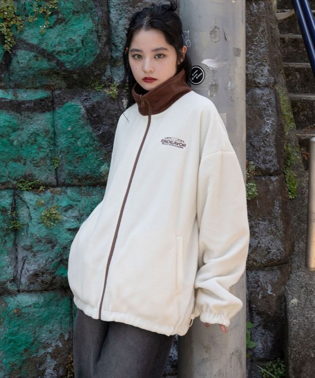 WEGO 【ユニセックス着用ITEM/リバーシブル/2WAY】リバーシブルフリースブルゾン ブラウンその他