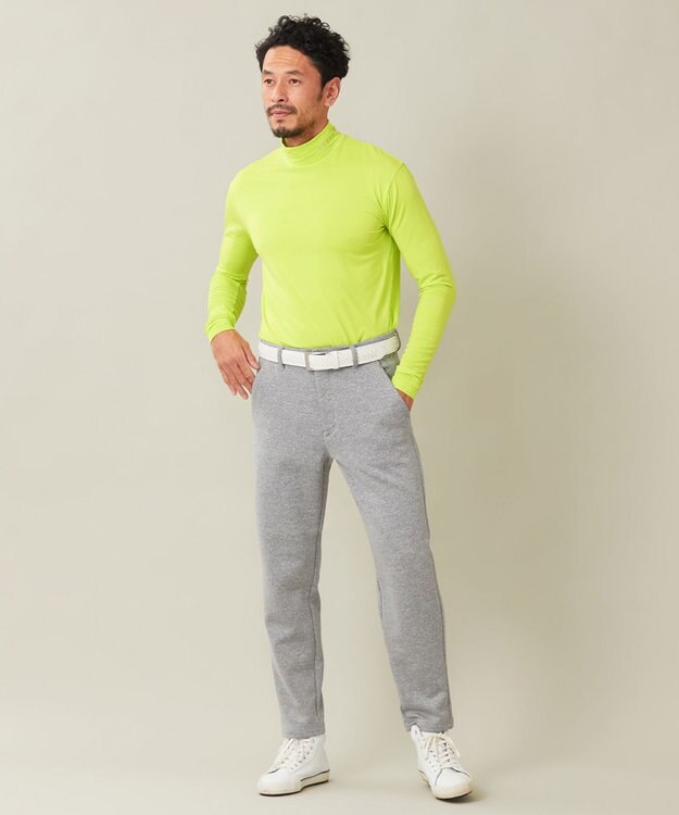 23区GOLF 定番あたたかインナー【MEN】エニワイズ無地 カットソー 黄緑系