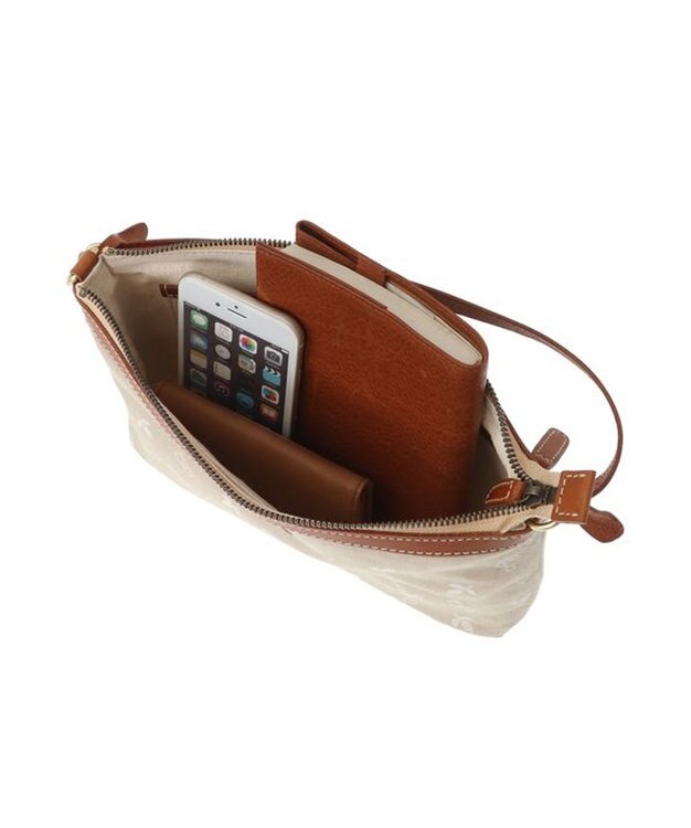 genten クロスパンチングインナースペース 2WAYポーチ チャ