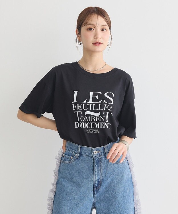 earth music&ecology 【接触冷感】アソートプリントレギュラースリットＴｅｅ Black