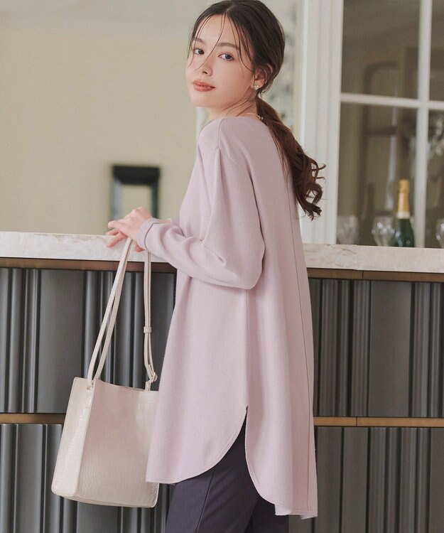 Tiaclasse 【安田美沙子さん着用・新色追加・洗える】ラウンドヘムニットチュニック ラベンダー
